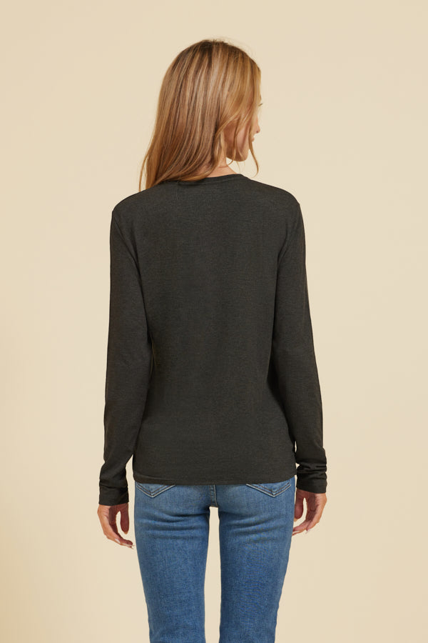 Majestic Soft Touch Semi Relaxed Crewneck in Anthracite