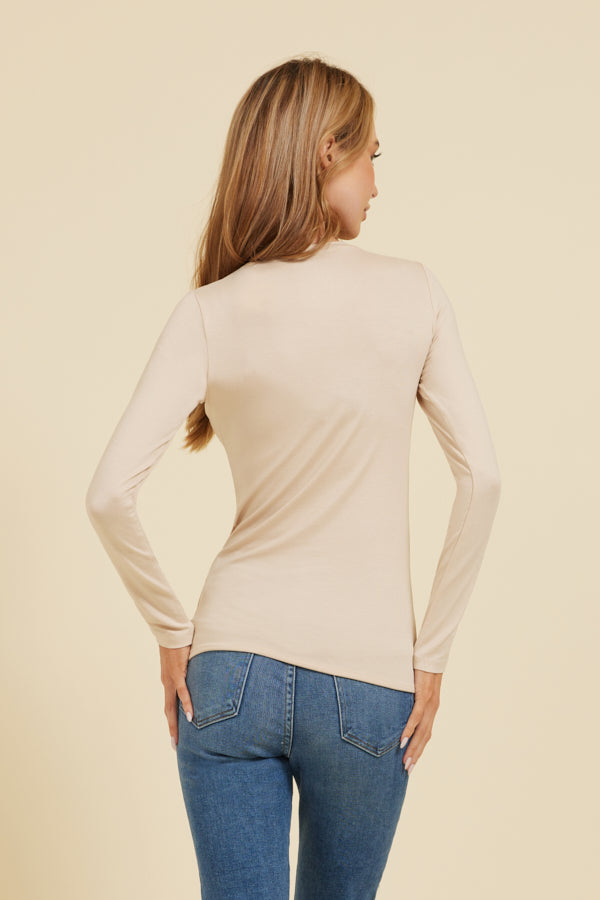 Majestic Soft Touch Long Sleeve Crewneck in Cream