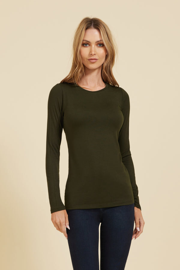 Majestic Soft Touch Long Sleeve Crewneck in Deep Green