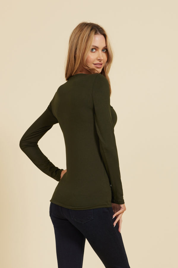 Majestic Soft Touch Long Sleeve Crewneck in Deep Green