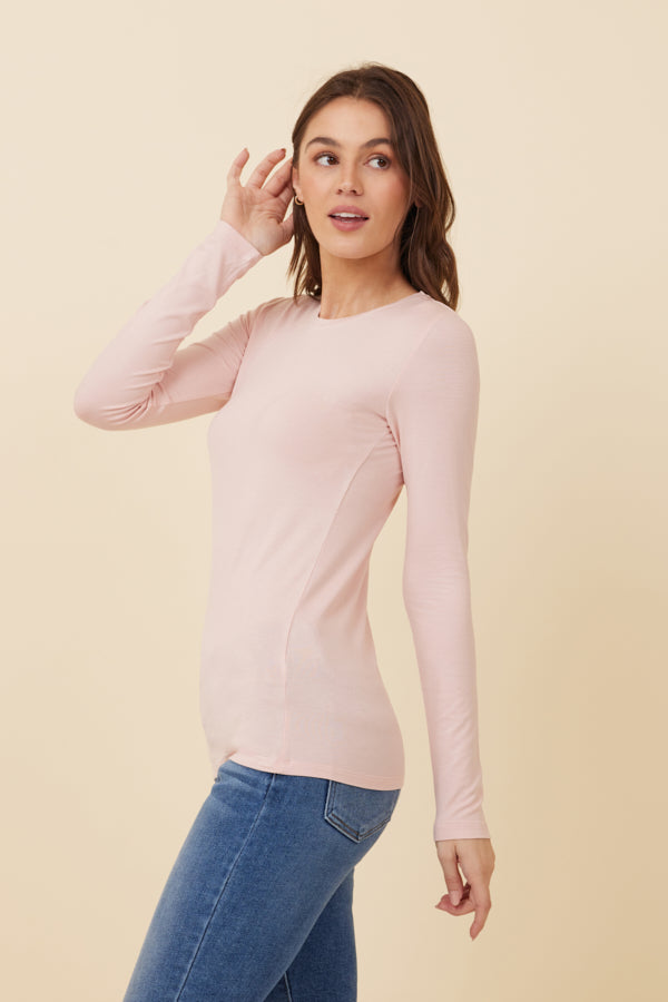 Majestic Soft Touch Long Sleeve Crewneck in Chamallow