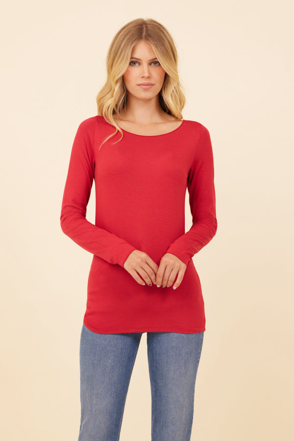Majestic Soft Touch Long Sleeve Boatneck in Rubis