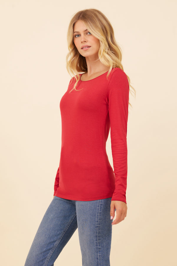 Majestic Soft Touch Long Sleeve Boatneck in Rubis