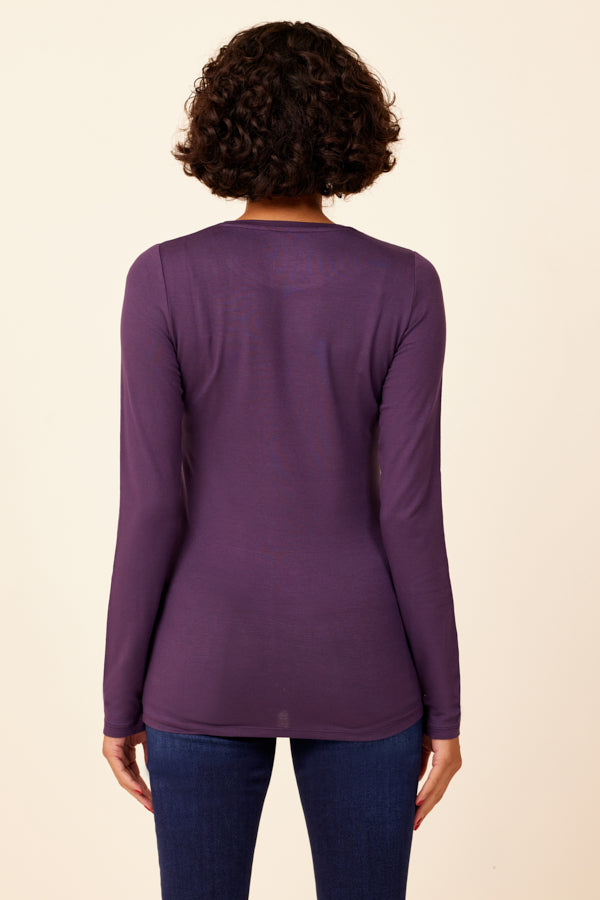 Majestic Long Sleeve Viscose Crewneck in Violet