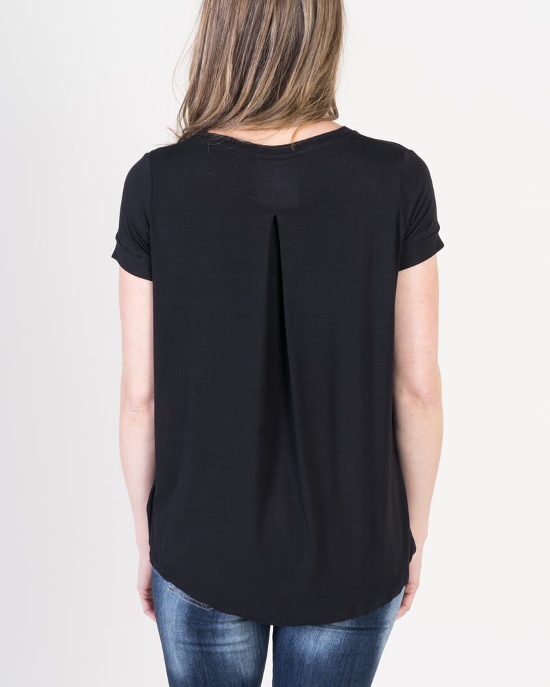 Majestic Short Sleeve Crewneck Relaxed Tee in Black