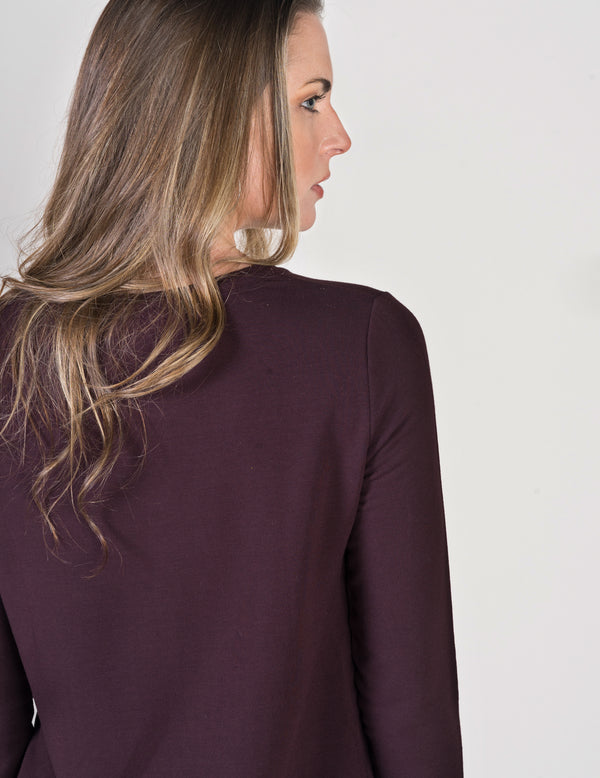 Majestic Long Sleeve French Touch Crewneck in Aubergine