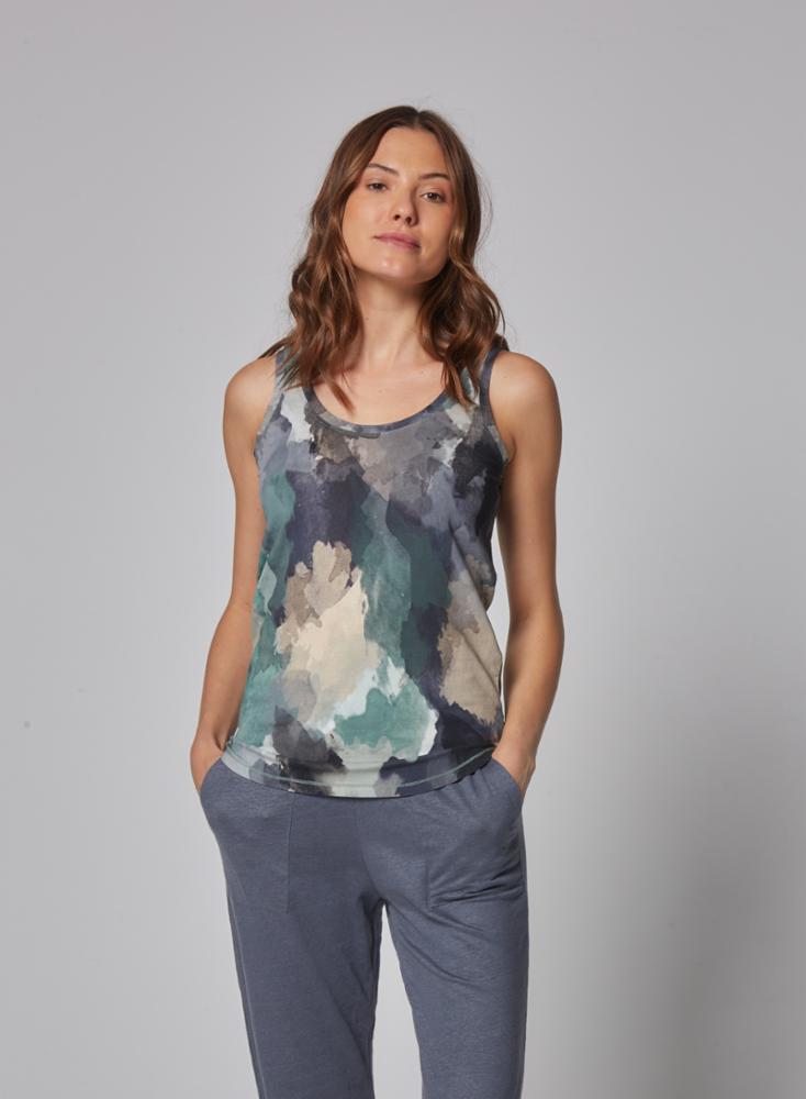 Majestic Novelty Scoop Tank in Kaki