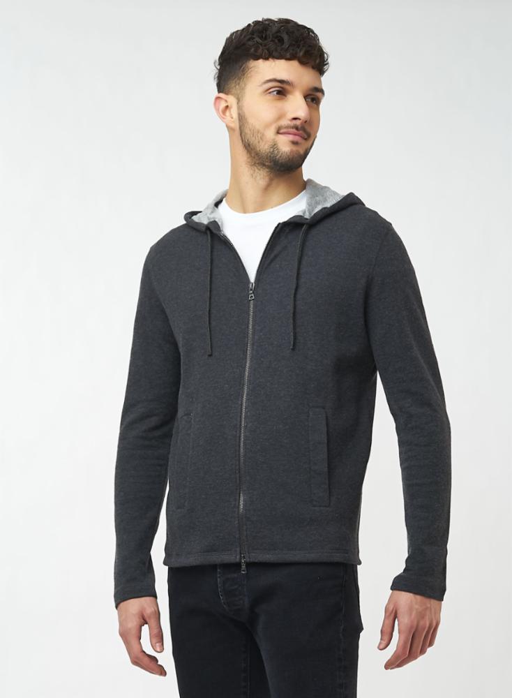 Majestic Men’s Long Sleeve Double Face Zip Hoodie in Anthracite