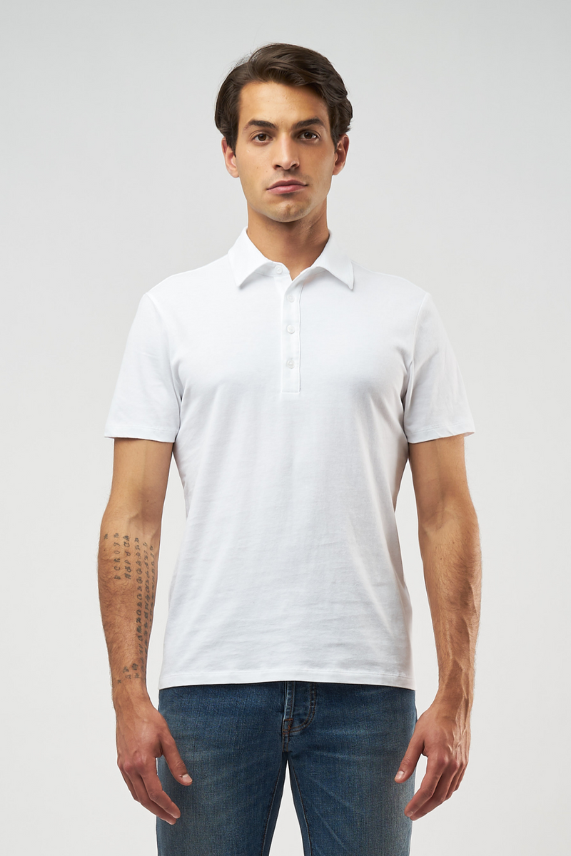 Majestic Men’s Deluxe Cotton Short Sleeve Polo in Blanc