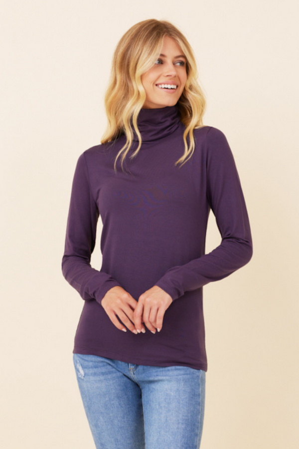 Majestic Long Sleeve Cotton/Cashmere Turtleneck in Violet