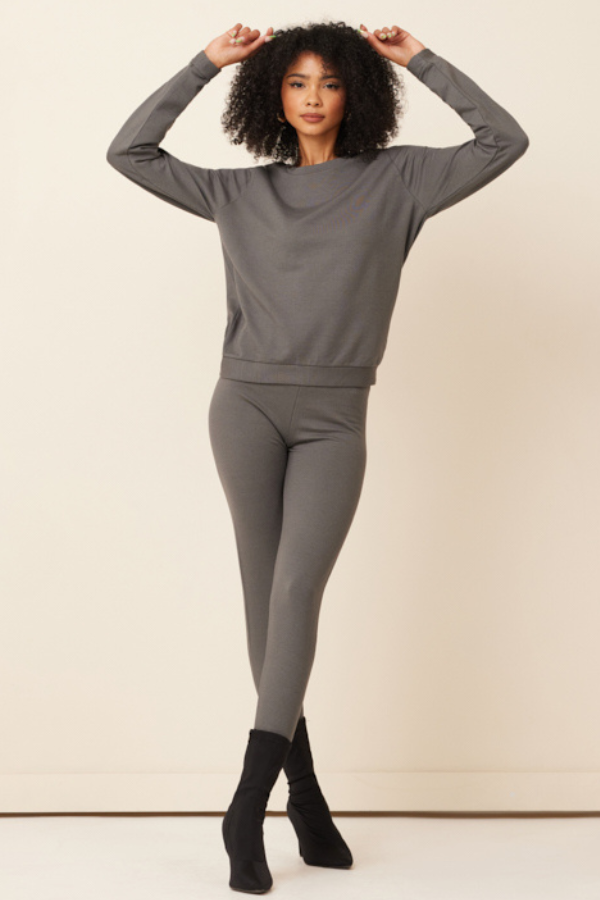 Lyocell Cashmere Stretch Jogger Legging in Carbone