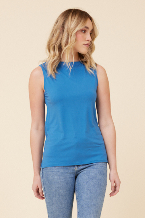 Majestic Soft Touch Semi Relaxed Boatneck Tank in Ocean