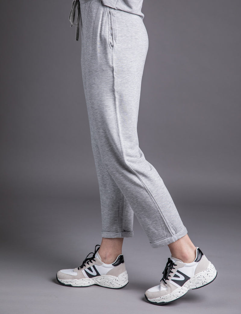 Majestic Straight Leg Pant W/ Rolled Bottom in Grey